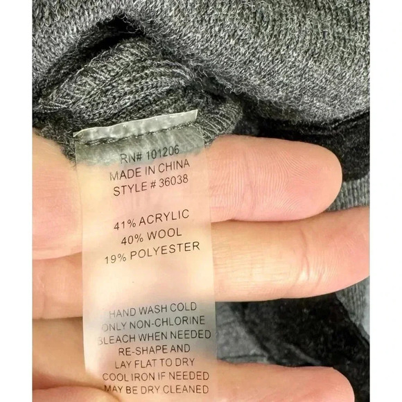 Soft Surroundings Tunic Top Women’s PM Gray Runway Wool Blend Knit Velvet Trim - Picture 5 of 10